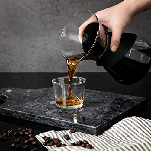 Navaris Cafetera Manual de Filtro - Cafetera de Goteo con Jarra de Vidrio de borosilicato Filtro de Malla de Acero INOX. Funda de Silicona - 700ML