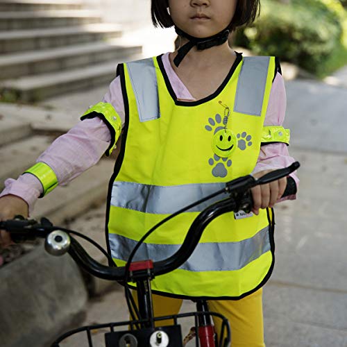 Navaris Chaleco de seguridad para niños - Set regulable de 7 accesorios reflectores incl. 1x funda para casco 2x banda LED y 2x correa para la mano
