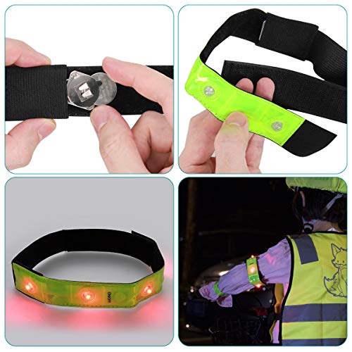 Navaris Chaleco de seguridad para niños - Set regulable de 7 accesorios reflectores incl. 1x funda para casco 2x banda LED y 2x correa para la mano