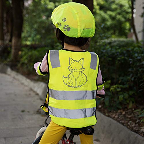 Navaris Chaleco de seguridad para niños - Set regulable de 7 accesorios reflectores incl. 1x funda para casco 2x banda LED y 2x correa para la mano