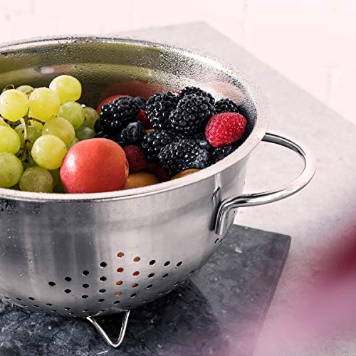 Navaris Colador de Cocina de Acero Inoxidable - Escurridor metálico para Pasta arroz Verduras Quinoa - Cuenco escurridor Estable con Asas y Patas