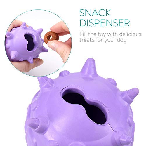 Navaris Juguete para Masticar para Perros - Juego de alimentación para Perro - Hueso y Bola de Caucho Natural - Set de Limpieza Dental
