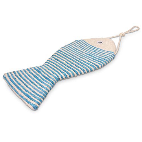 Navaris Juguete rascador para Gatos - Rascador para Gato de sisal y cartón con Forma de pez - Juego Interactivo para Gatos con diseño de Pescado