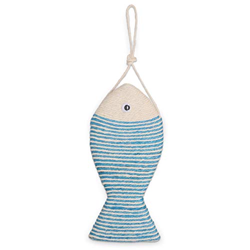Navaris Juguete rascador para Gatos - Rascador para Gato de sisal y cartón con Forma de pez - Juego Interactivo para Gatos con diseño de Pescado