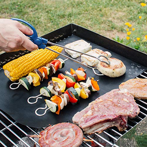 Navaris Set de 3 Alfombrillas para Grill - Kit de 3 láminas antiadherentes para Horno en Negro - Láminas Resistentes al Calor para Parrilla Barbacoa
