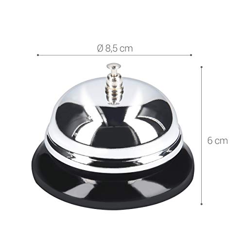 Navaris Timbre de mesa - Campana para mostrador - Timbre para hotel cocina restaurante tienda colegio recepción clínica - Negro y cromado