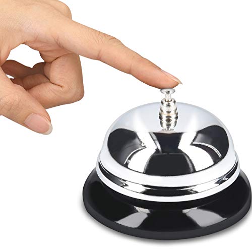Navaris Timbre de mesa - Campana para mostrador - Timbre para hotel cocina restaurante tienda colegio recepción clínica - Negro y cromado