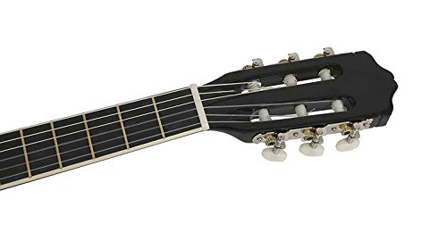 Navarra NV12PK - Guitarra Clásica para Aprender, Sintonizador con Clip Pantalla LCD, con Funda Tipo mochila y Bolsillo para Partituras/ Accesorios