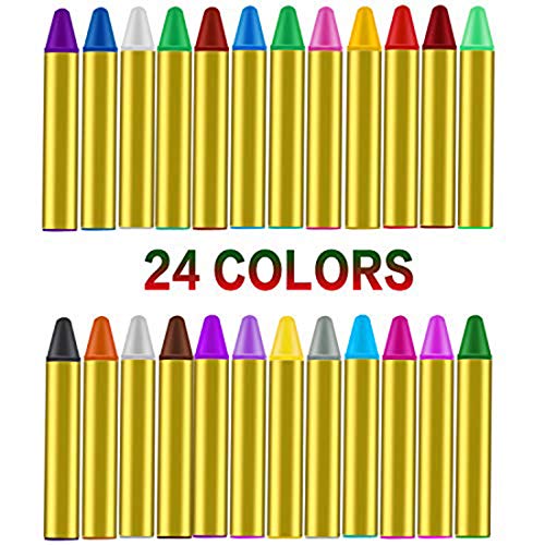 Navidad Pintura Facial,Emooqi 24 Colores Pintura de Cara Pintura Facial Seguro y No Tóxico Pinturas Cara Para Niños con 40 Plantillas,Ideal Para Carnaval,Cosplay,Fiestas Temáticas Regalo de Los Niños