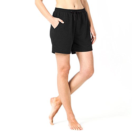 NAVISKIN Pantalones Cortos 5" Deportivos para Mujeres Bolsillos Elástico Transpirable Ligero Training Running Fitness Yoga Pilates Negro XXL