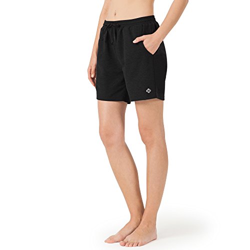 NAVISKIN Pantalones Cortos 5" Deportivos para Mujeres Bolsillos Elástico Transpirable Ligero Training Running Fitness Yoga Pilates Negro XXL