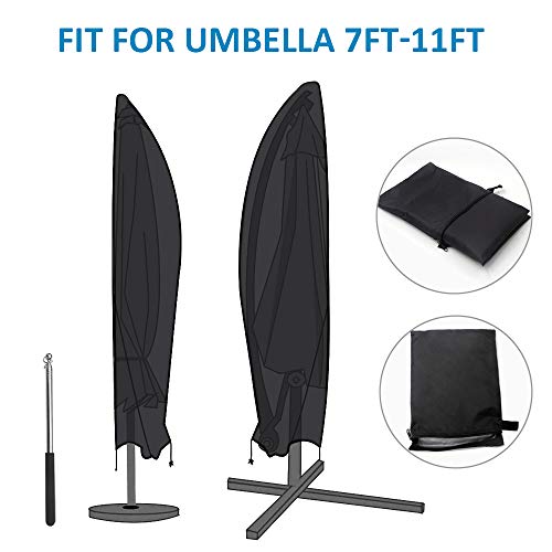 N/B - Funda para sombrilla con varilla, 210D, resistente al agua, 2/3/4 m, funda para sombrilla de jardín grande, anti-UV, color negro, 280 x 81/30/45 cm