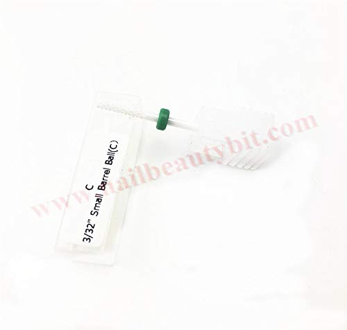 NBB 1pc Fresas De Porcelana 3/32"2.35mm diámetro del vástago para partícula, la parte entera de cerámica blanca broca de manicura, taladro de belleza de uñas, brocas para torno, (Curso C, Verde)