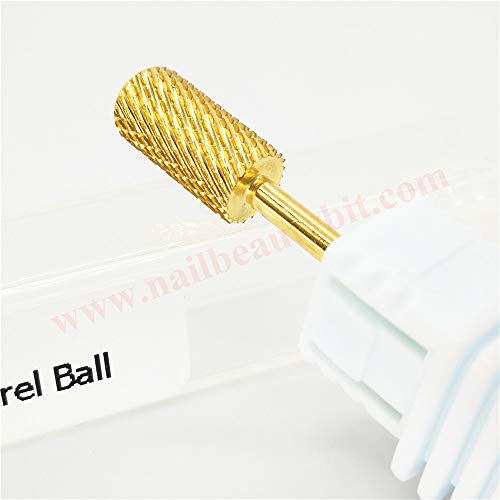 NBB Broca de carburo 1pc,Gold Oro, bola de barril,vástago de 3/32"2,35 mm,color de Oro,broca de manicura,broca de belleza lima para torno,torno eléctrica,corte rápido,quitar el gel(Curso, C)
