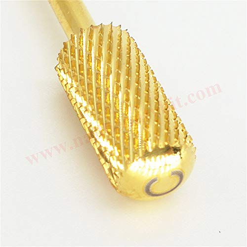 NBB Broca de carburo 1pc,Gold Oro, bola de barril,vástago de 3/32"2,35 mm,color de Oro,broca de manicura,broca de belleza lima para torno,torno eléctrica,corte rápido,quitar el gel(Curso, C)