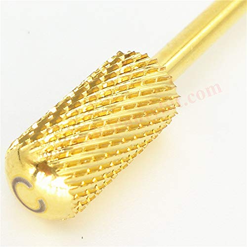 NBB Broca de carburo 1pc,Gold Oro, bola de barril,vástago de 3/32"2,35 mm,color de Oro,broca de manicura,broca de belleza lima para torno,torno eléctrica,corte rápido,quitar el gel(Curso, C)