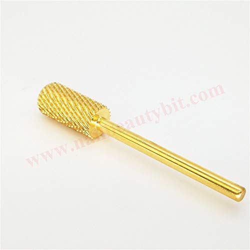 NBB Broca de carburo 1pc,Gold Oro, bola de barril,vástago de 3/32"2,35 mm,color de Oro,broca de manicura,broca de belleza lima para torno,torno eléctrica,corte rápido,quitar el gel(Curso, C)