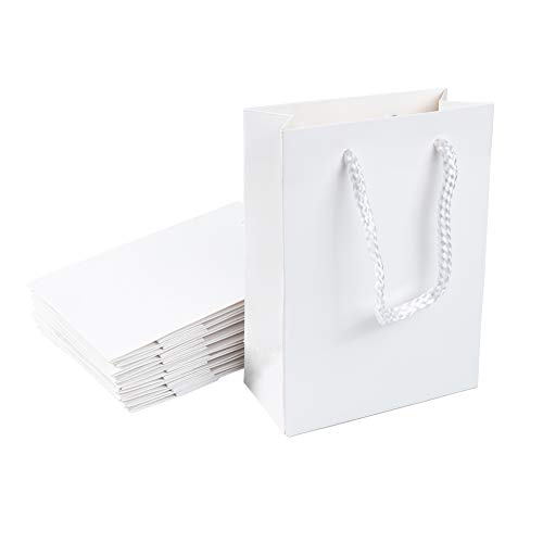 NBEADS 10 Bolsas de Papel Blancas para Mensajería para Fiestas con Asas, Bolsas de Regalo para Compras, Papel, Color Blanco