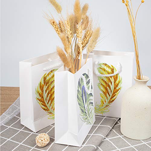 NBEADS 10 Bolsas de Papel Blancas para Mensajería para Fiestas con Asas, Bolsas de Regalo para Compras, Papel, Color Blanco