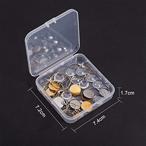 NBEADS 12 Juegos 316 Ganchos de Pendientes de Acero Inoxidable Y 304 bandejas de Colgantes de Acero Inoxidable Anillos de Salto Ganchos de Pendientes Y 24 Piezas Cabujones de Vidrio Transparente