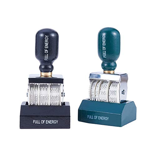 NBEADS 2 Piezas Retro Roller Date Stamp Knob Seal, DIY Mango de Madera Fecha Sello Digital Diario Sello Sello de Goma para DIY Craft Card Making Planner Scrapbooking Decoración, Color Mezclado