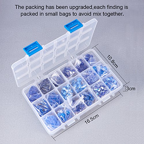 NBEADS 345 Cuentas de Cristal Rondelle Royal Azul con Tubo de 60 g, Cuentas de Cristal Azul de 6 mm, 8 mm, 9 mm, 10 mm, para bisutería con Caja de contenedor