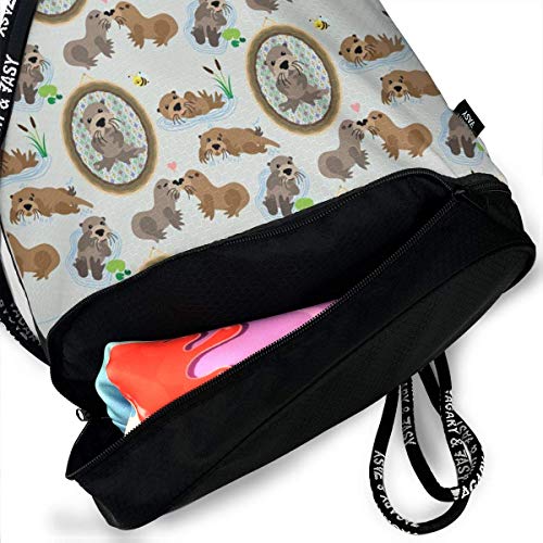 nbvnc Mochila con cordón，River Beaver Drawstring Bag Shoulder Bags Drawstring Tote Bag Light Casual Daypack for Shopping Sport Yoga