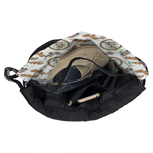nbvnc Mochila con cordón，River Beaver Drawstring Bag Shoulder Bags Drawstring Tote Bag Light Casual Daypack for Shopping Sport Yoga
