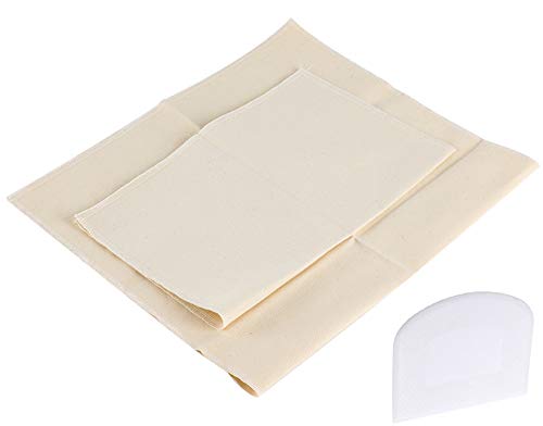 N/D Femongy Paño Panadero Lino, Tela de Lino para Masa Pan, Panaderos Grandes Couche, Rápida Fermentación de la Masa para Hacer Baguettes y Panes, con Raspador de Masa (75 x 45 cm, 45 x 36 cm)