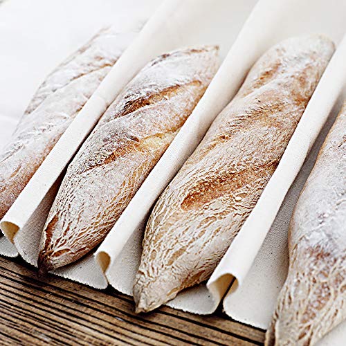 N/D Femongy Paño Panadero Lino, Tela de Lino para Masa Pan, Panaderos Grandes Couche, Rápida Fermentación de la Masa para Hacer Baguettes y Panes, con Raspador de Masa (75 x 45 cm, 45 x 36 cm)