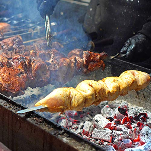 N/D Yisika 20 Piezas Largas Pinchos Barbacoa,35CM Brochetas de Kebab de Acero Inoxidable Plano Amplio Bbarbacoa Pinchos Asar Barbacoa Stick Pinchos para Hoguera o Barbacoa
