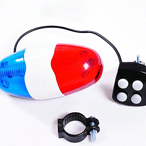 Ndier 4 Sounds Bicicleta Eléctrica 6 Leds Timbre Sirena Policía Cuerno para Bicicleta