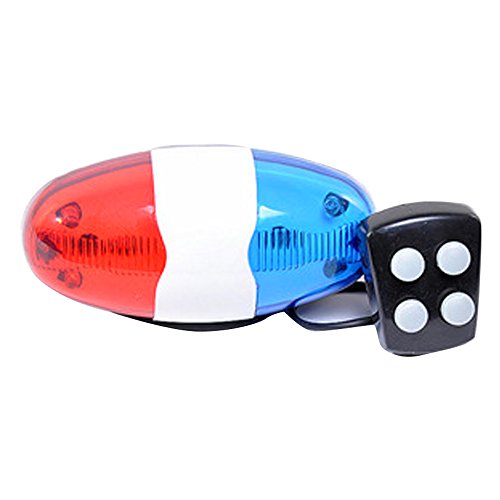 Ndier 4 Sounds Bicicleta Eléctrica 6 Leds Timbre Sirena Policía Cuerno para Bicicleta