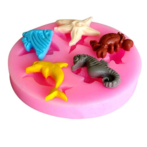 Ndier - Molde de Silicona para repostería con diseño de Estrella de mar de delfín, Color Rosa