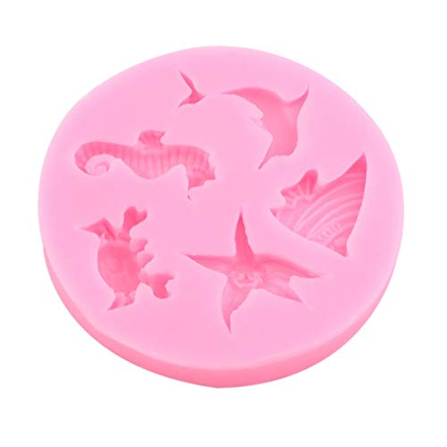 Ndier - Molde de Silicona para repostería con diseño de Estrella de mar de delfín, Color Rosa