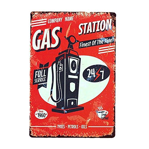 Ndier Vintage Plate Poster Metal Gas Station Pared para cafetería, Bar, Restaurante, Club, casa 20x30cm