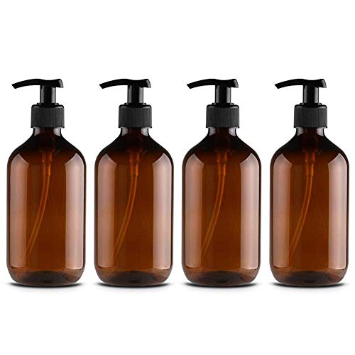 Neborn 4Pcs 500ml Botellas de dispensador de jabón Botellas de Bomba rellenables para dispensar lociones Champús (A)