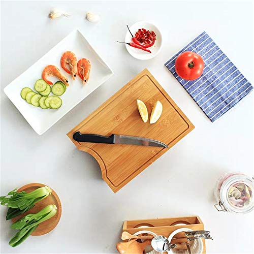 NECZXW1 Tabla de Cortar con Bandeja, Material de bambú renovable orgánico ecológico, Fuerte y Duradero, Adecuado para Cocina al Aire Libre