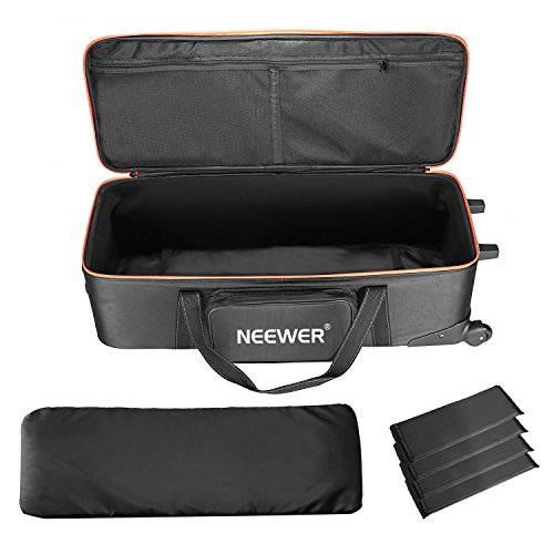 Neewer 10087972 - Bolsa de transporte para equipo de estudio de fotografía,96 x 39 x 29 cm, con correas acolchadas, rueda de compartimento y asa para soporte ligero