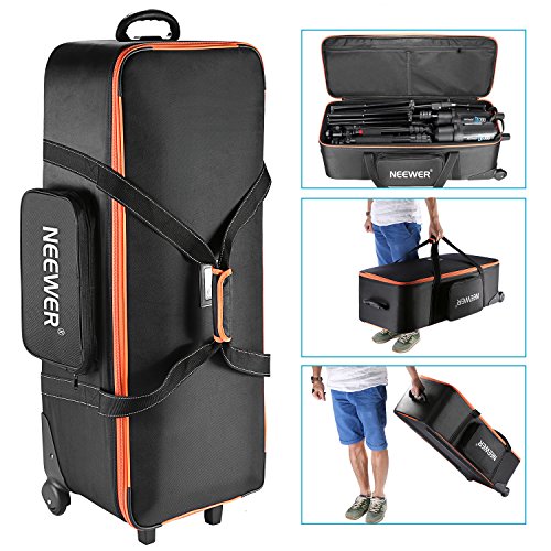 Neewer 10087972 - Bolsa de transporte para equipo de estudio de fotografía,96 x 39 x 29 cm, con correas acolchadas, rueda de compartimento y asa para soporte ligero