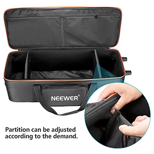 Neewer 10087972 - Bolsa de transporte para equipo de estudio de fotografía,96 x 39 x 29 cm, con correas acolchadas, rueda de compartimento y asa para soporte ligero