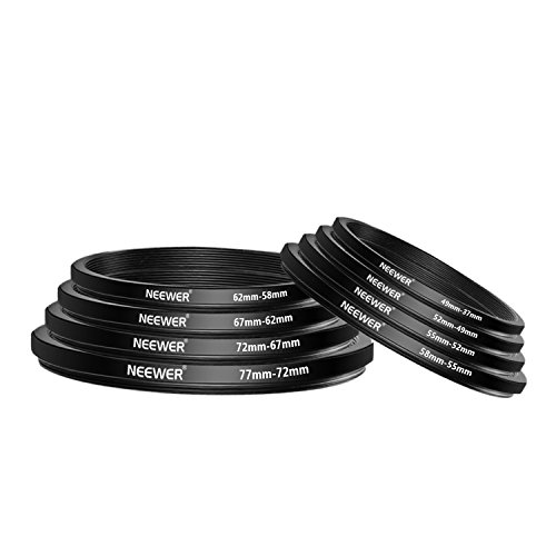 Neewer 18-pieza Kit de Adaptador de Anillo de Filtro de Metal para Cámara: 9-pieza Step-up Anillo Set y 9-pieza Step-down Anillo Set para Canon Nikon Sony Olympus Cámara DSLR, Negro