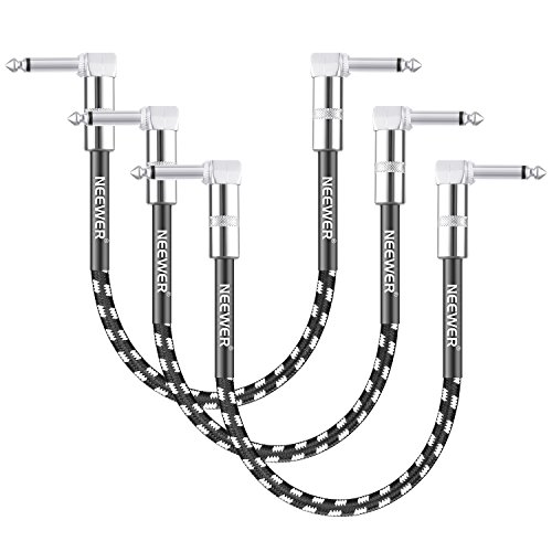 Neewer® 3 Paquete 1 Pie Cable De Conexión Con 1/4" Ángulo Recto Enchufes,Blanco Y Negro Chaqueta De Lana Tejida