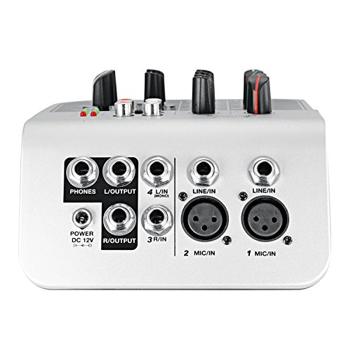 Neewer NW02-1A 4 Canales Mesa Consola de Mezclas Económico para Micrófono de Condensador, Mezclador de Aonido de Audio Compacto con 48V Phantom Power