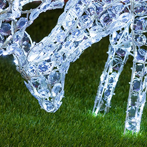 NEFFY SHOP Reno Luminoso con Cristales pastando, 50 cm, 200 LED luz fría, Luces de Navidad aptas para Exteriores