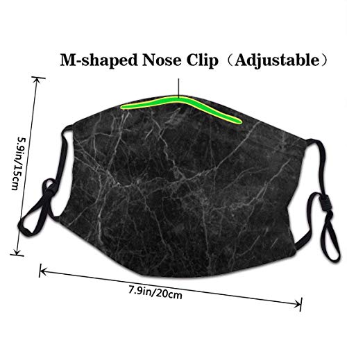 Negro Gris Mármol Unisex Decoraciones faciales Sombreros más-Cara con Filtro Bandana
