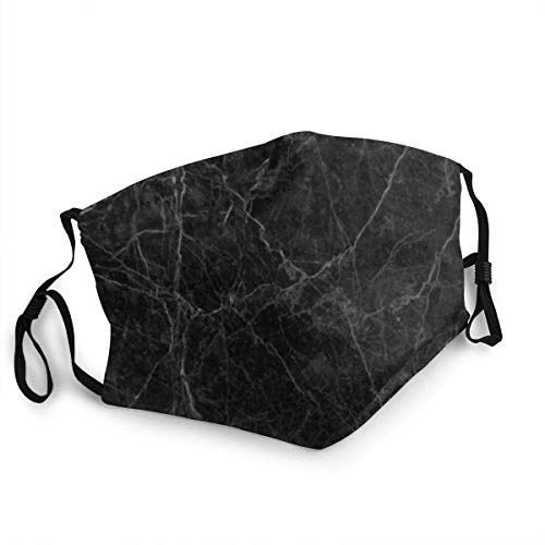Negro Gris Mármol Unisex Decoraciones faciales Sombreros más-Cara con Filtro Bandana