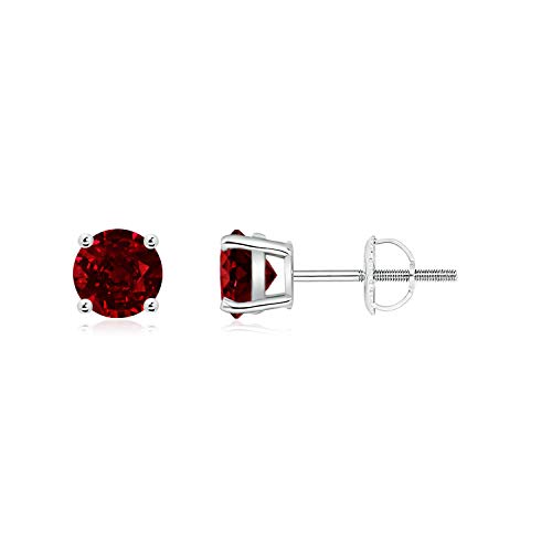Negro viernes – Julio Birthstone – Cestas de mimbre redondo auténtica Ruby Stud Pendientes para las mujeres