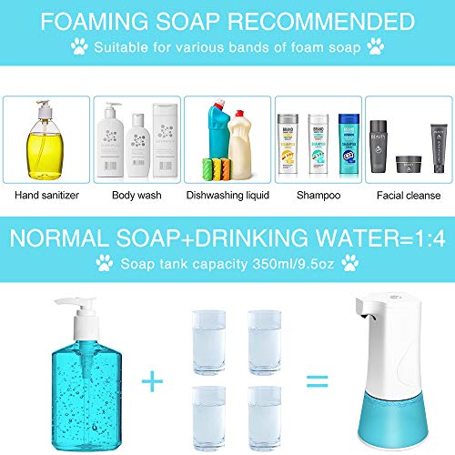 NEKAN Dispensador AutomáTico De JabóN, Bomba Dispensadora De LíQuido Sin Contacto Montado En La Pared Impermeable Ajustable Manos Libres Para Cocina BañO Hotel Oficina 350Ml Carga Usb