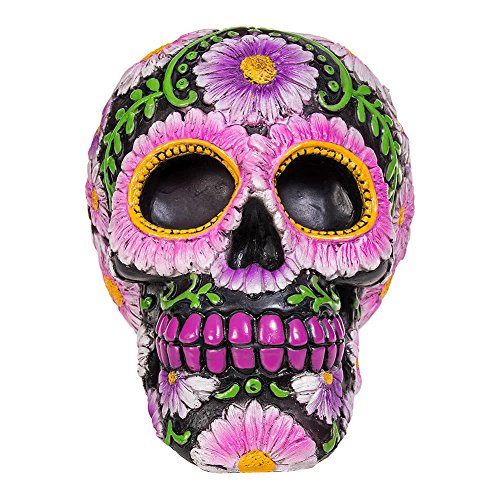 Nemesis Now Sugar Petal Skull Figura Decorativa de 15 cm, con diseño de Calavera con Flores, Negra